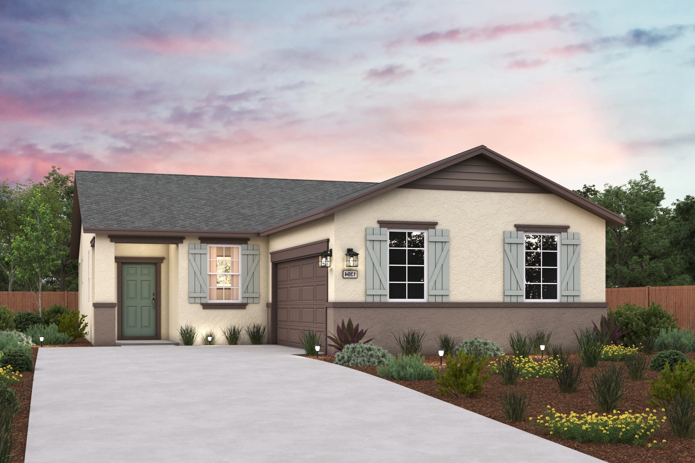 A house with a driveway.