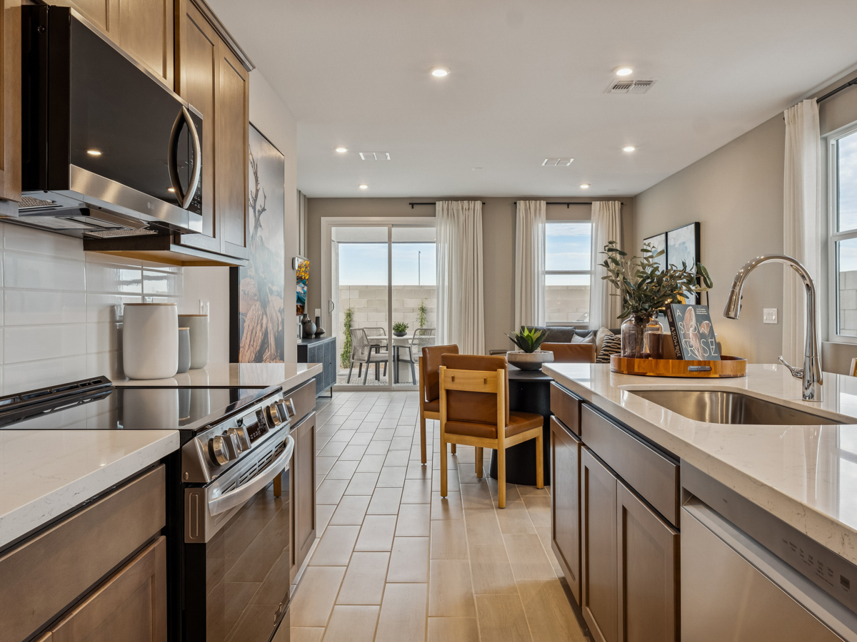 A kitchen with a stove and oven.