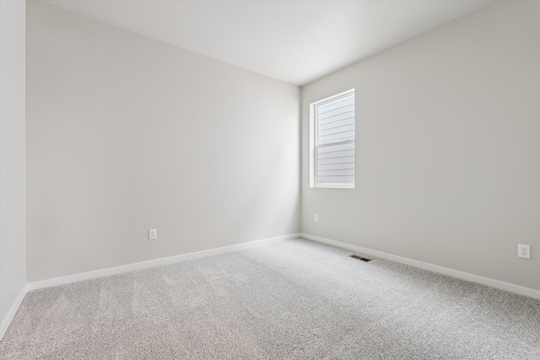 A room with a carpet and a window.