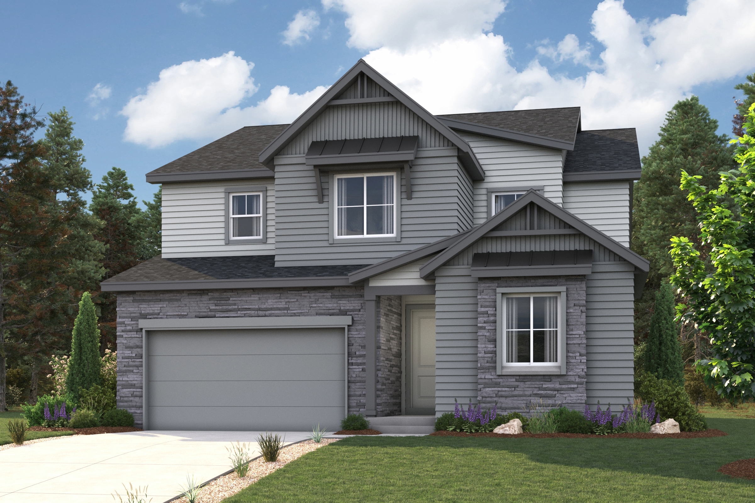 A house with a garage. Shenandoah Rendering Image, Elevation A