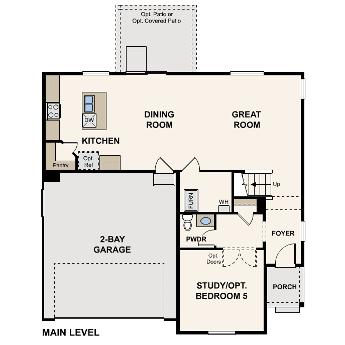 Diagram, engineering drawing. Powell Floorplan, Main Level