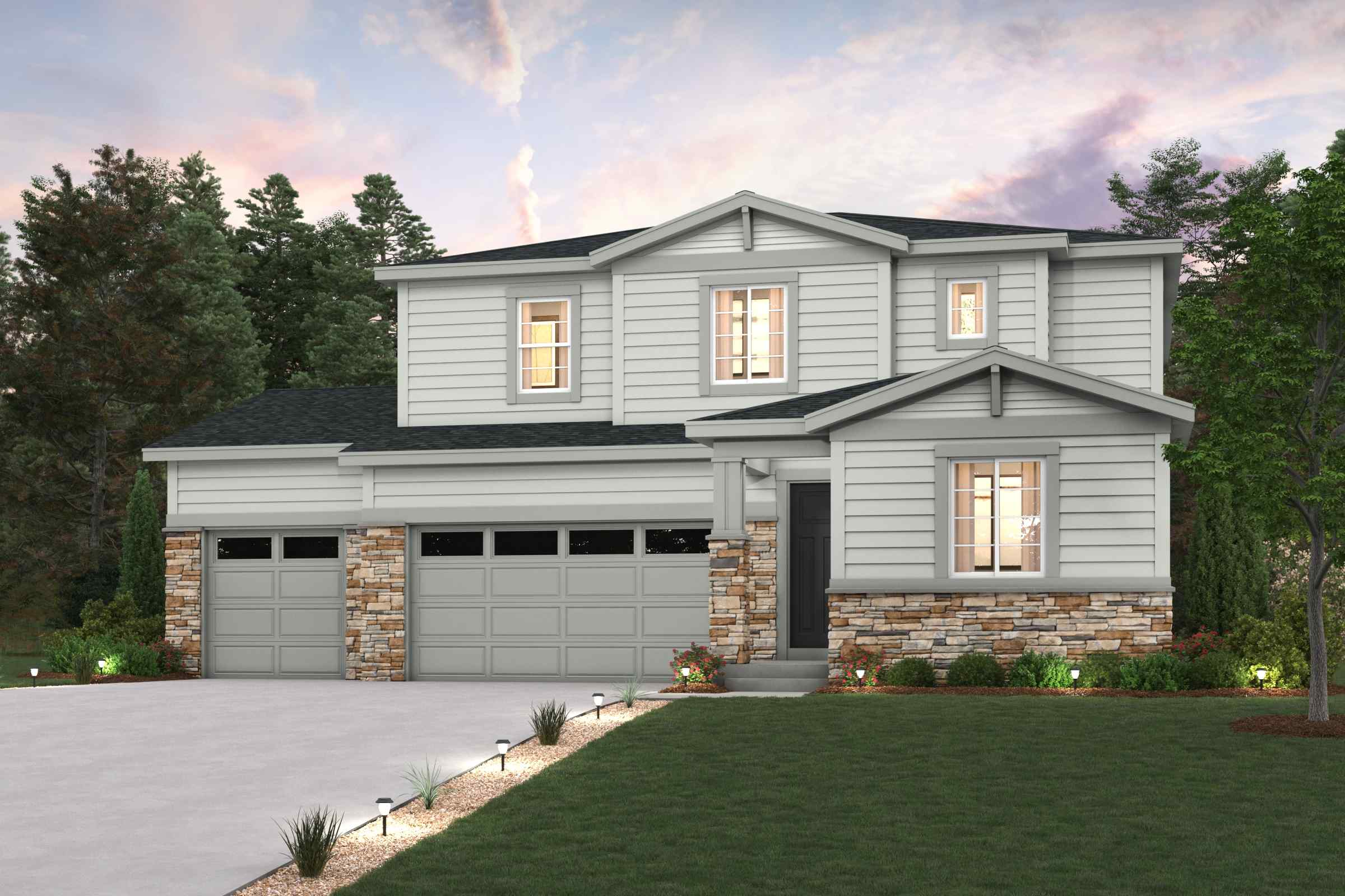 A house with a driveway.