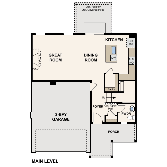 Diagram, engineering drawing. Jay Floorplan, Main Level