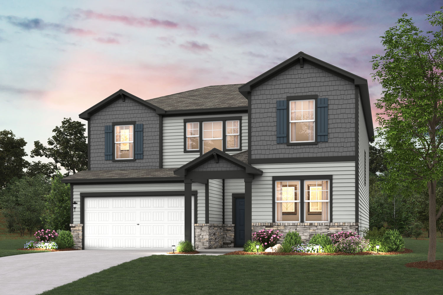 A house with a garage.