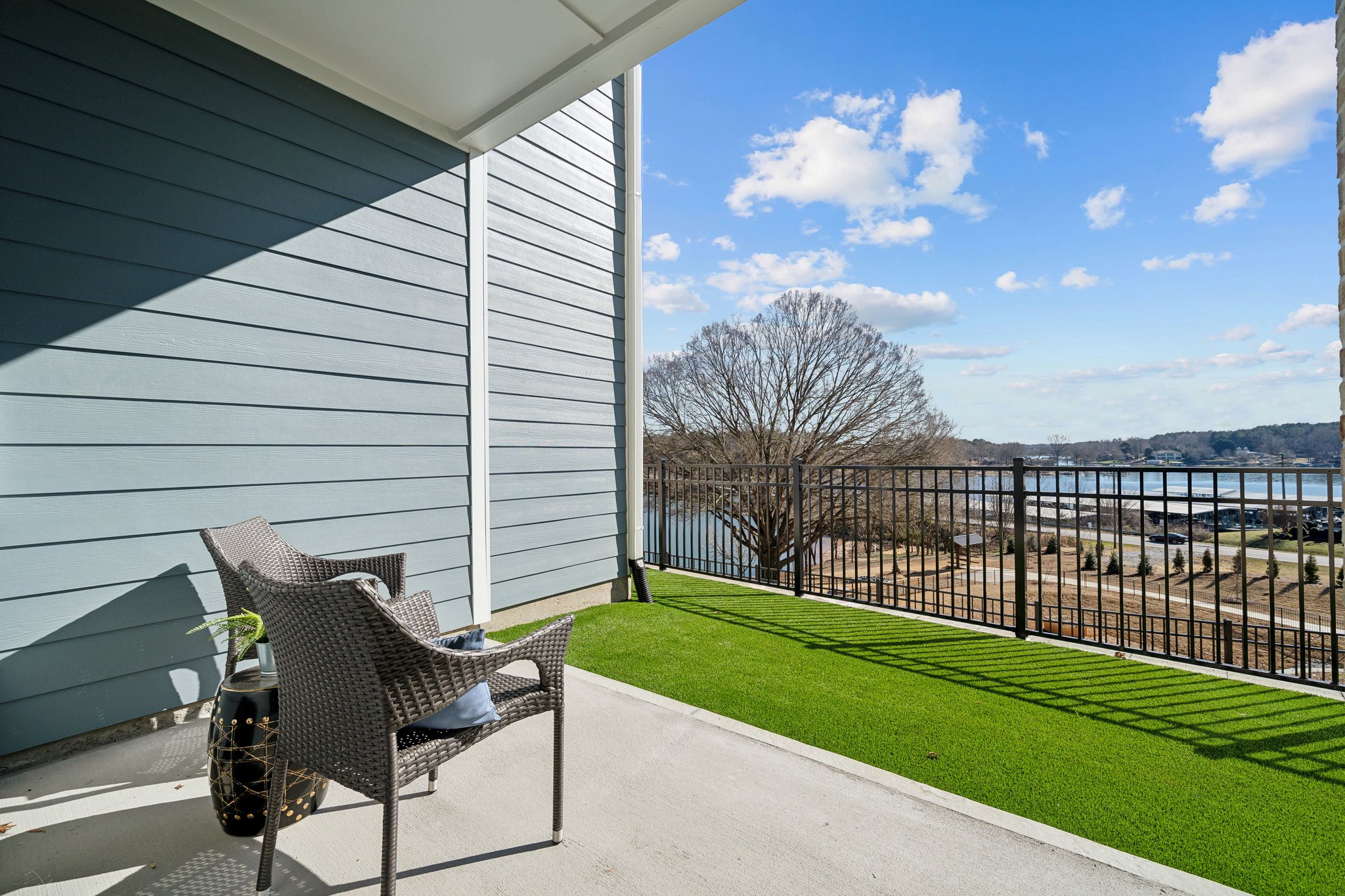A bench sits unoccupied.