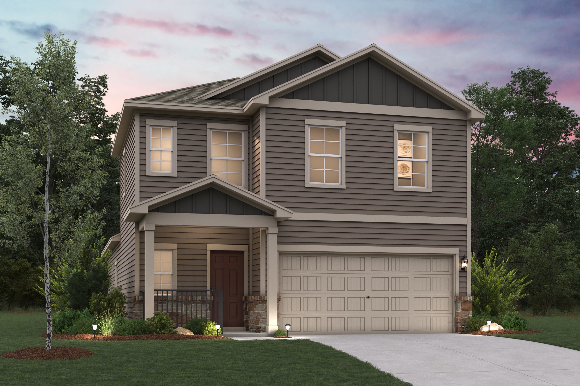 A house with a garage.