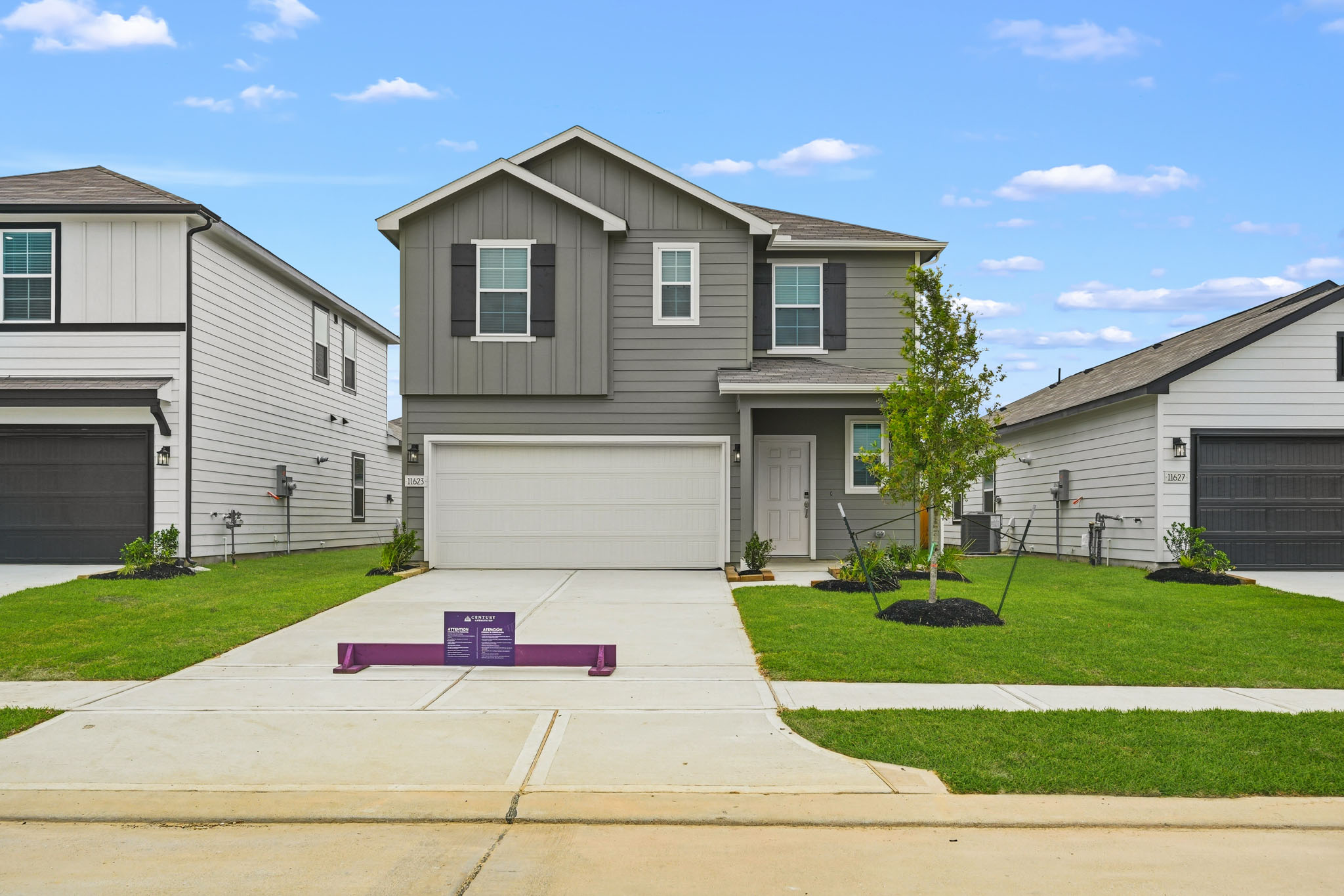 A house with a driveway.