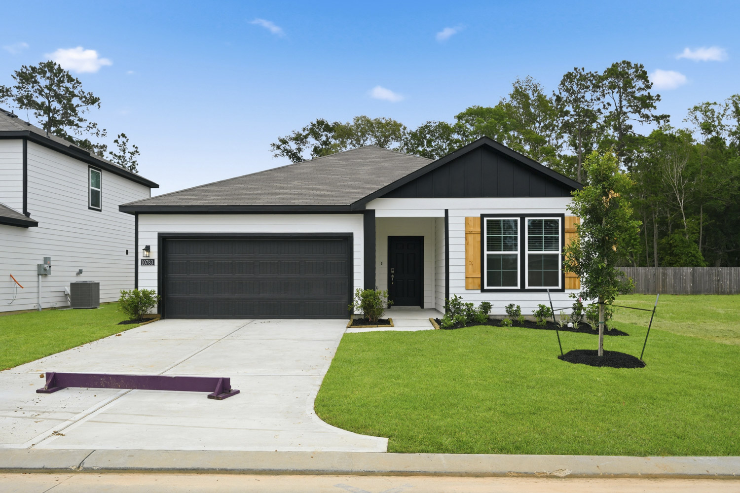 A house with a garage.