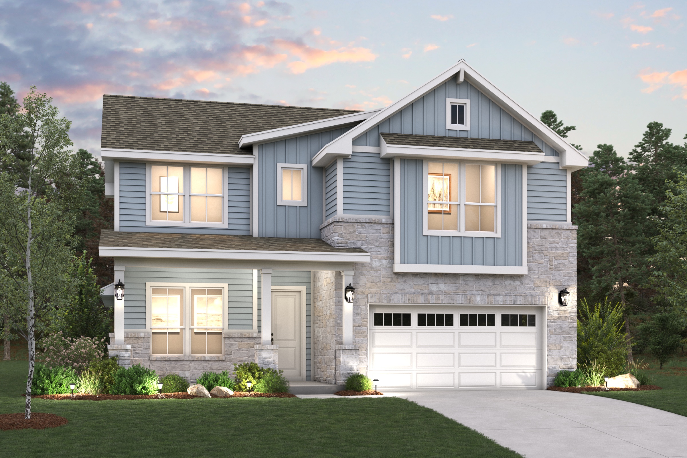 A house with a garage.
