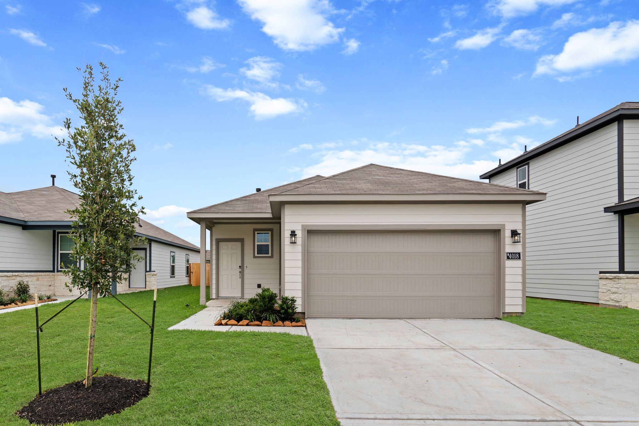 A house with a garage.
