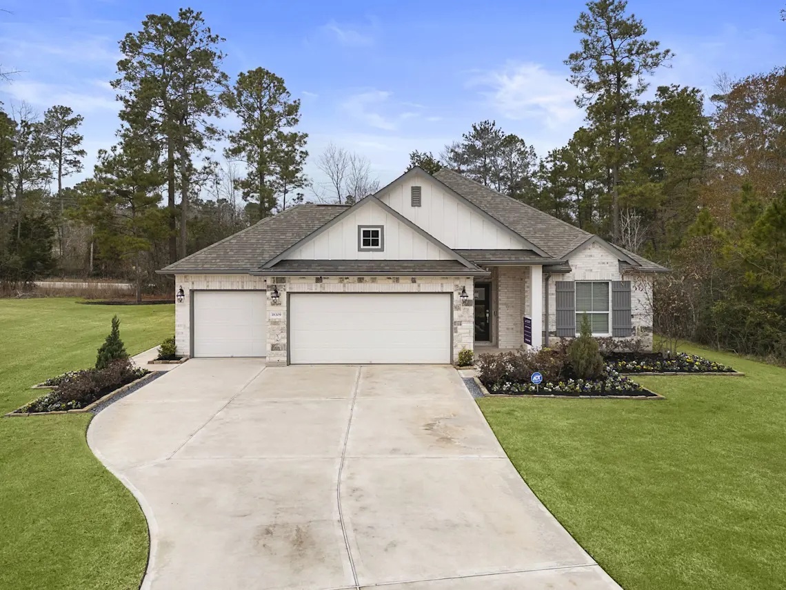 A house with a driveway.