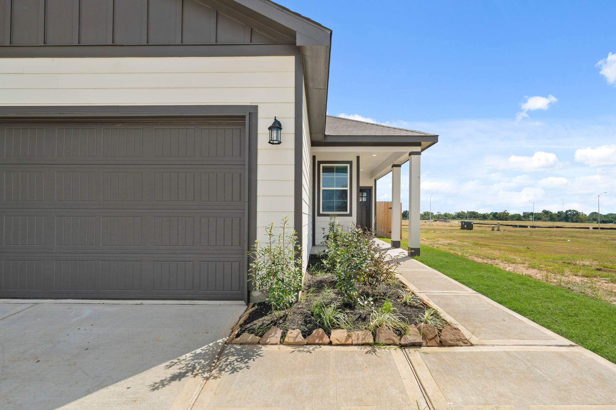 A building with a garage.