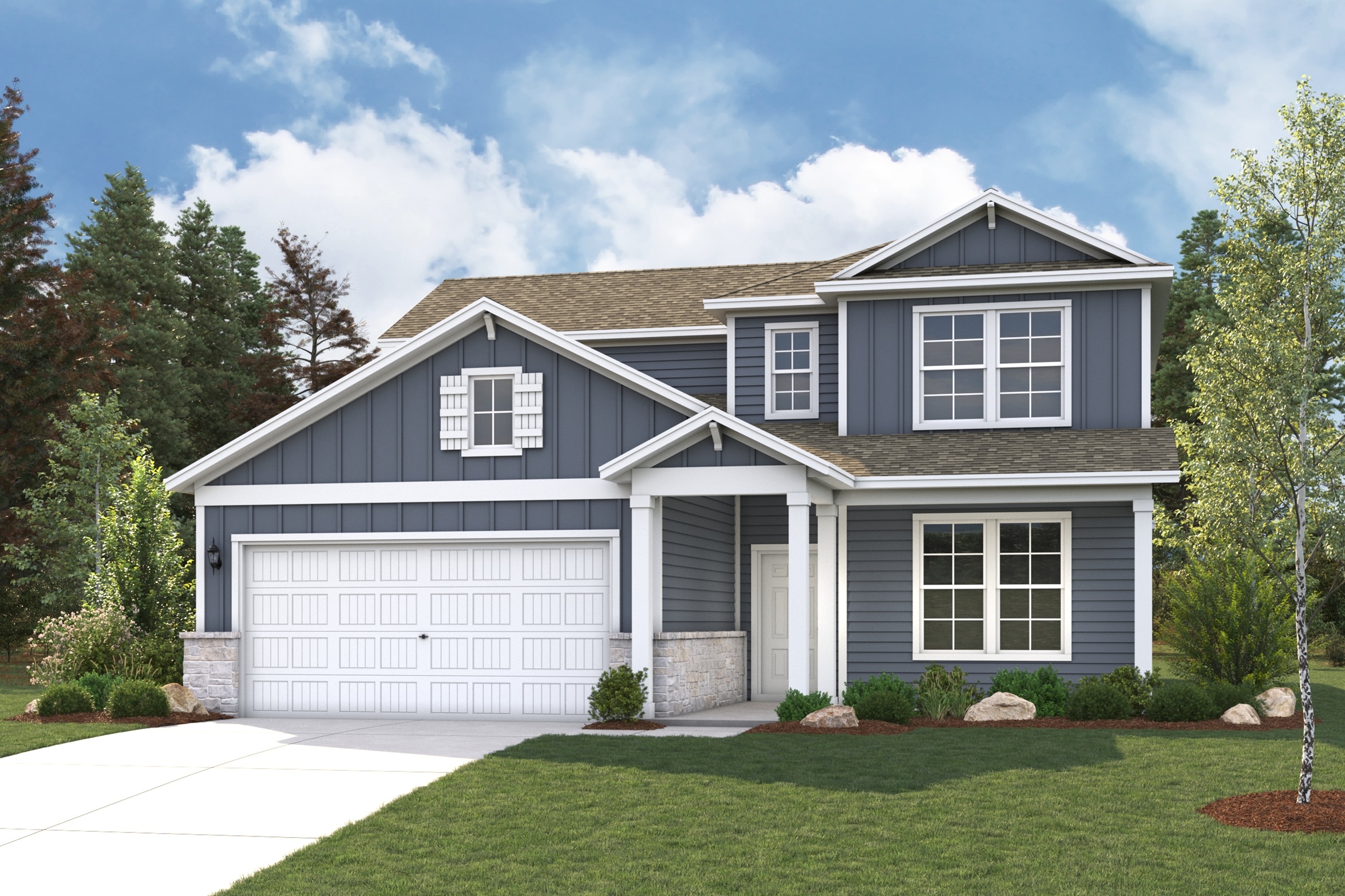 A house with a garage.