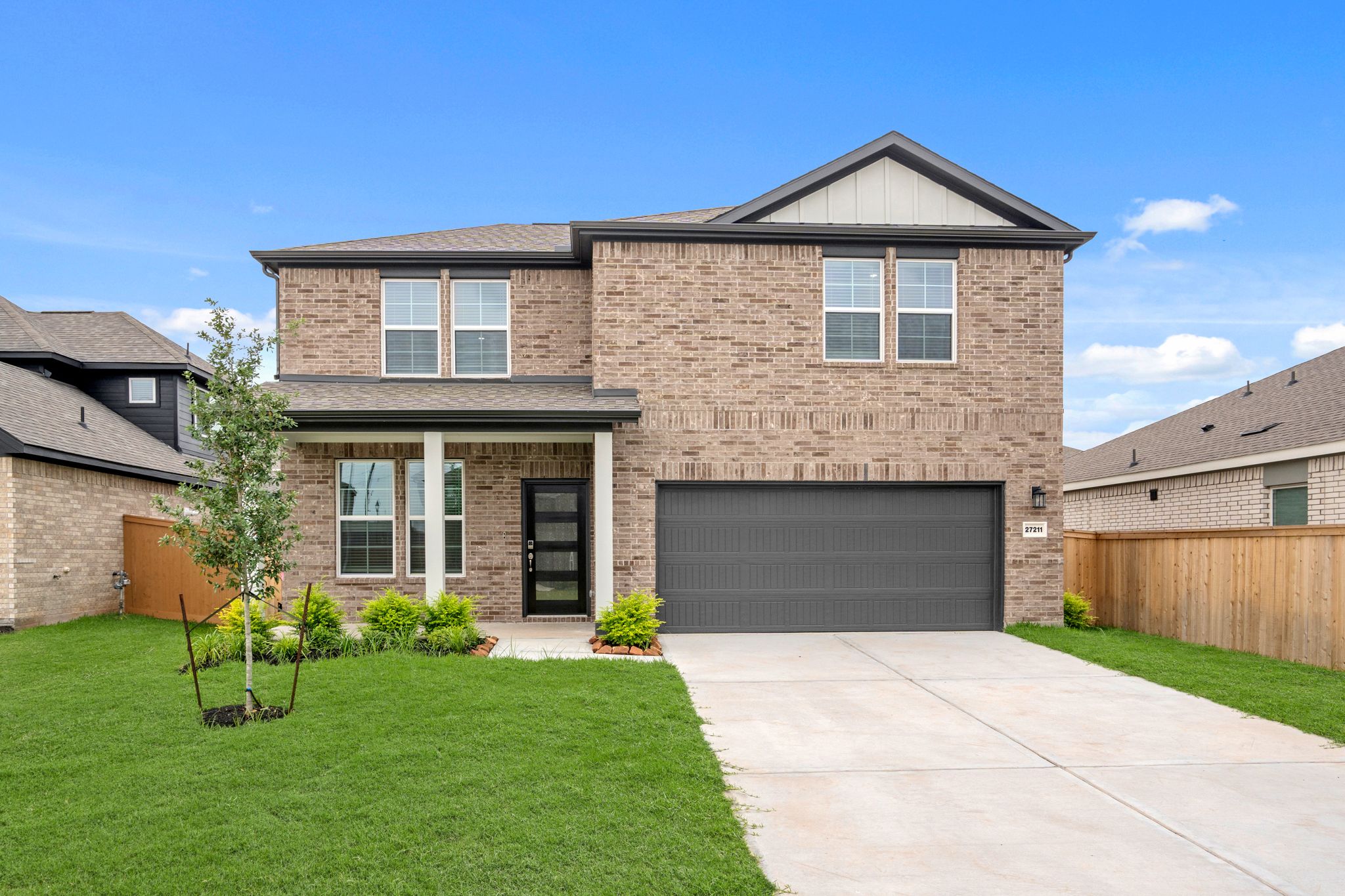 A house with a garage.