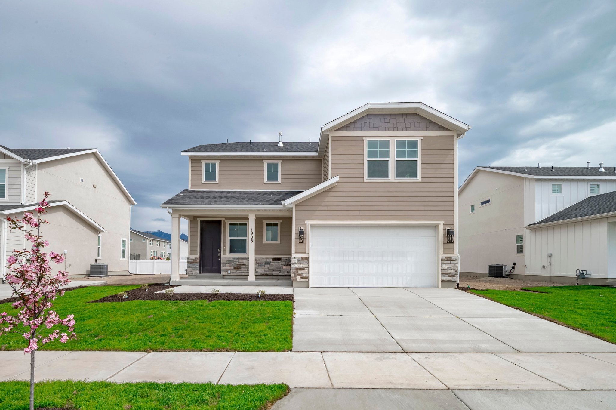 A house with a driveway.