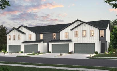 A large house with garages.