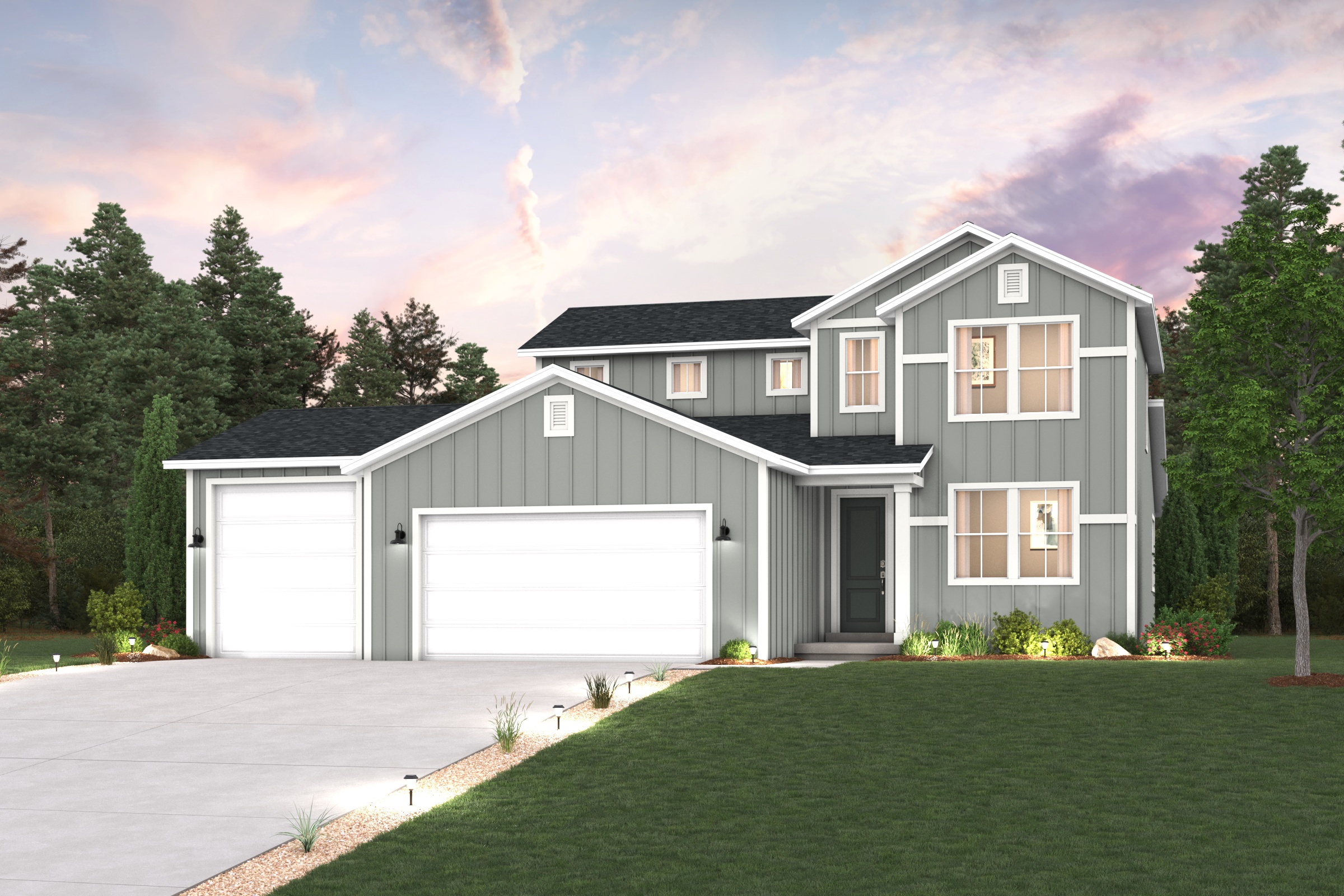 A house with a garage.