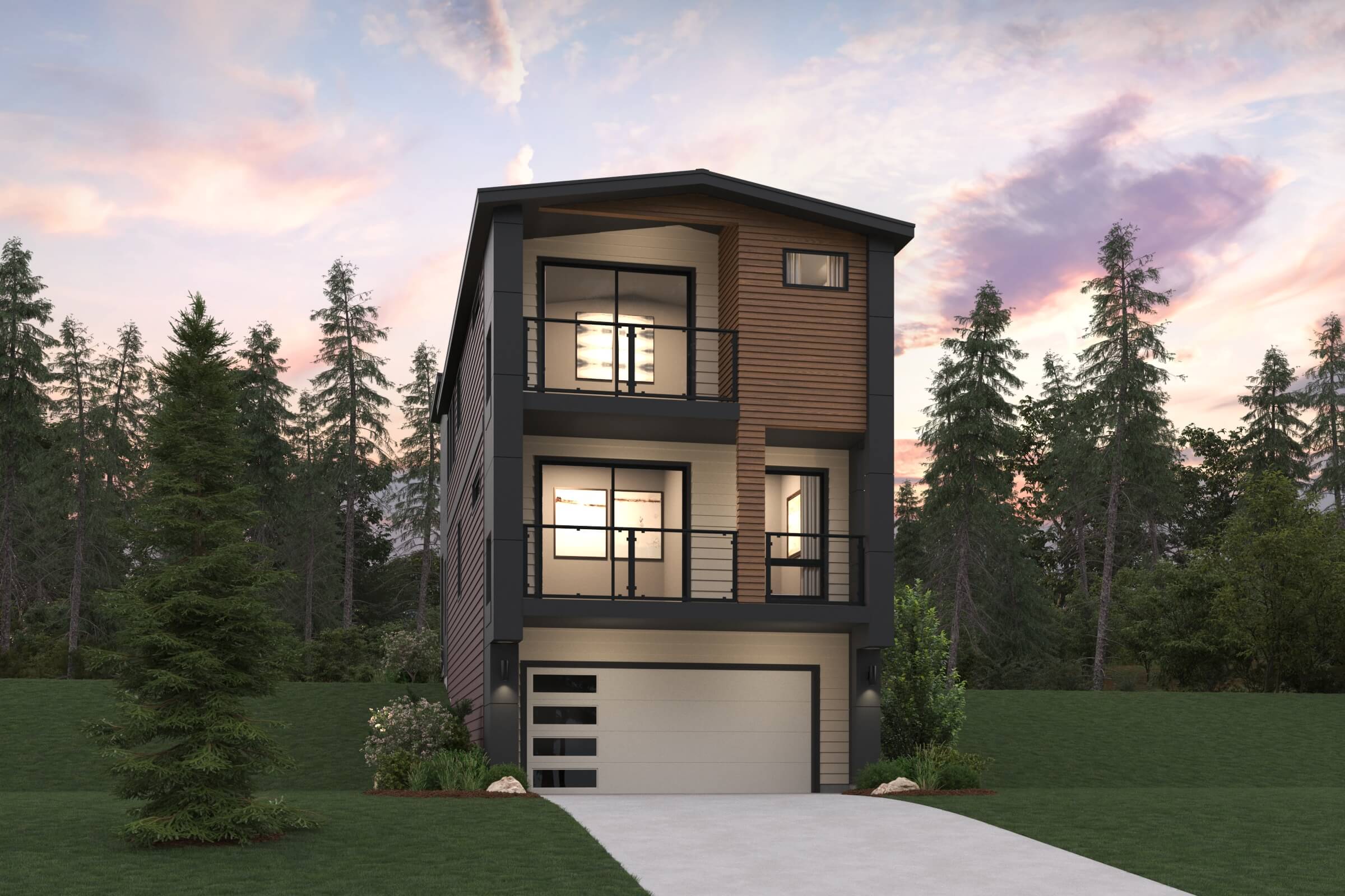 A house with a large front yard.