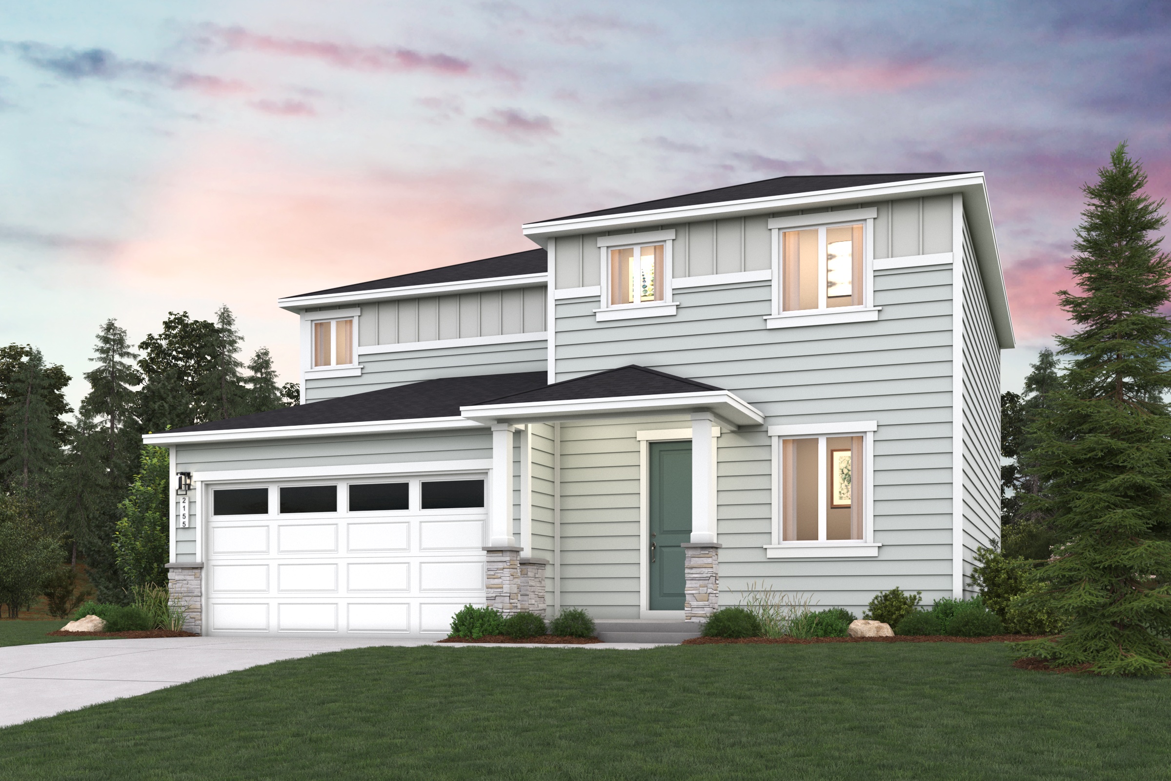 A house with a lawn in front of it.