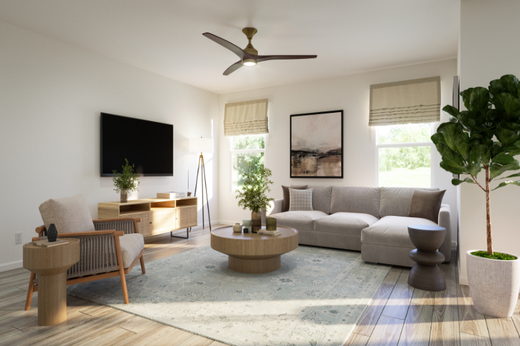 A living room with a tv and couches.
