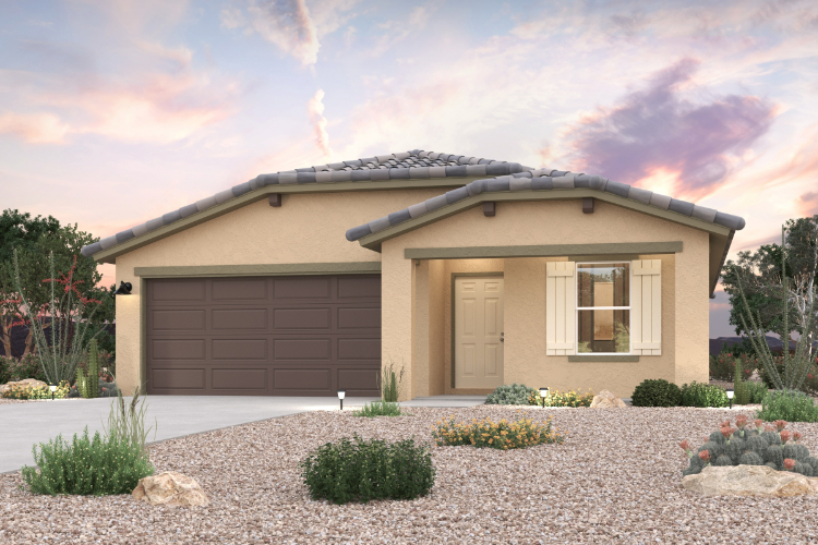 A house with a garage.