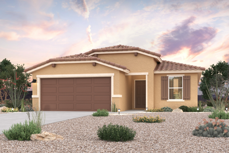 A house with a garage.