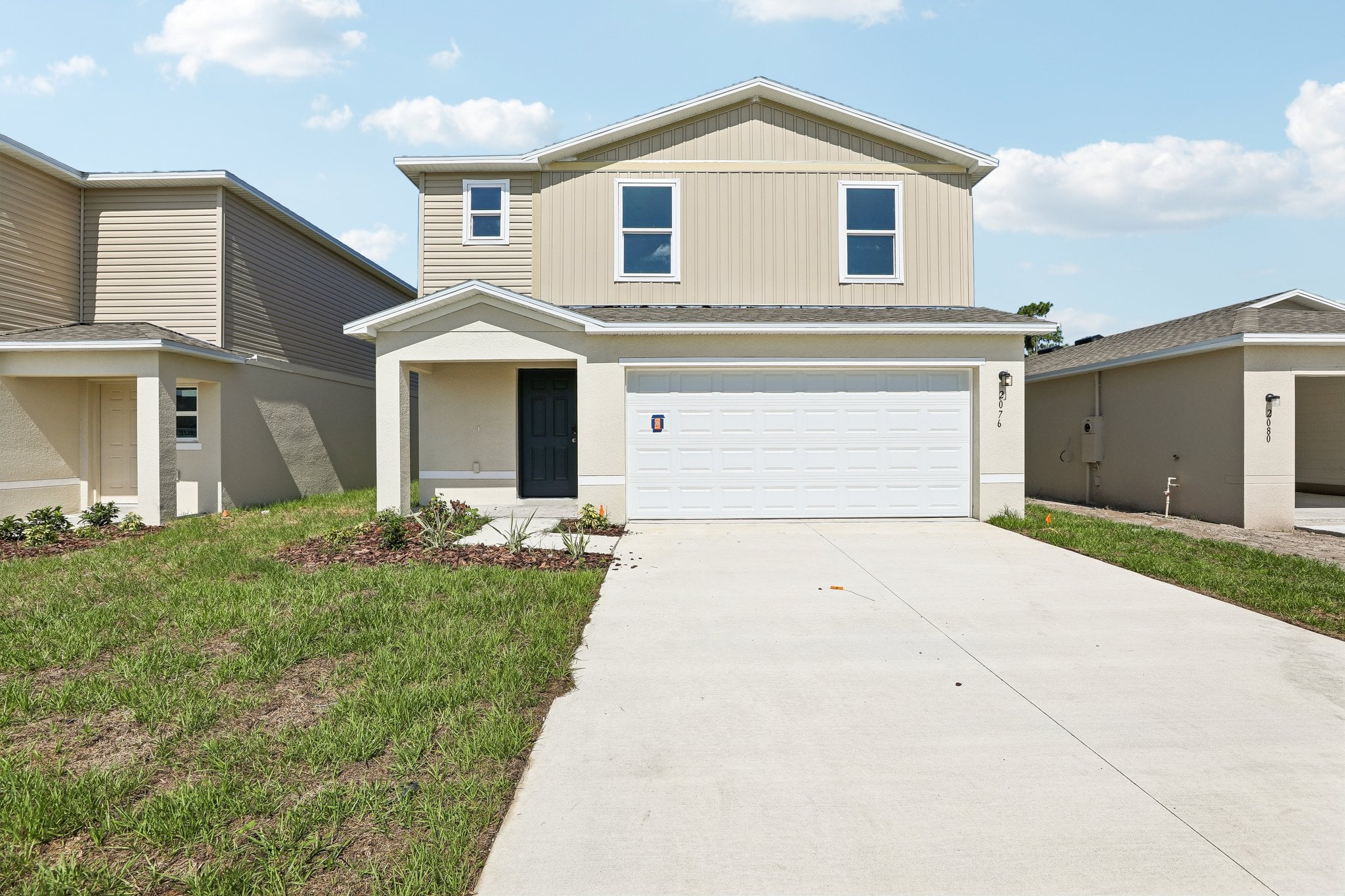 A house with a garage.