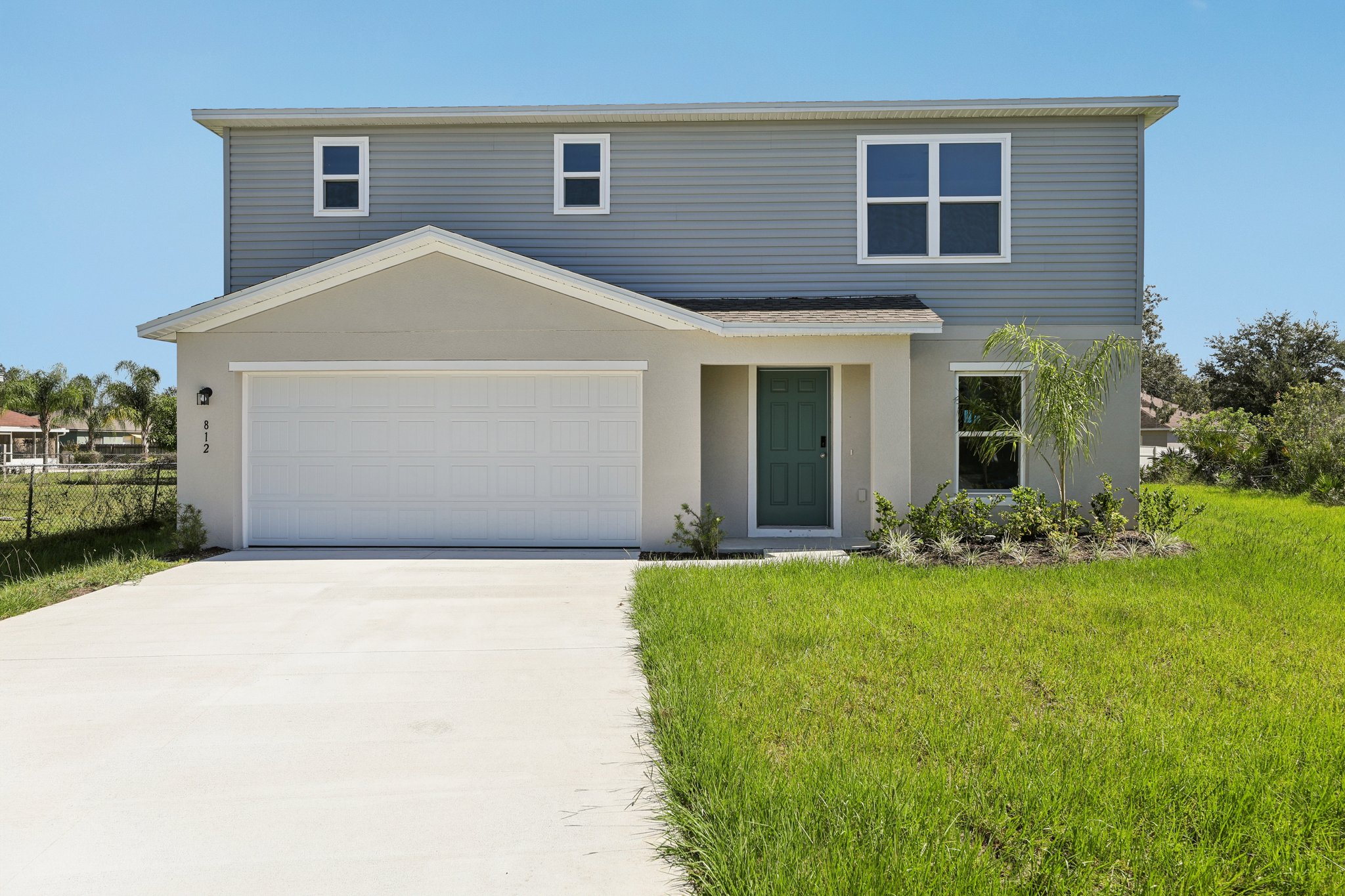 A house with a garage.