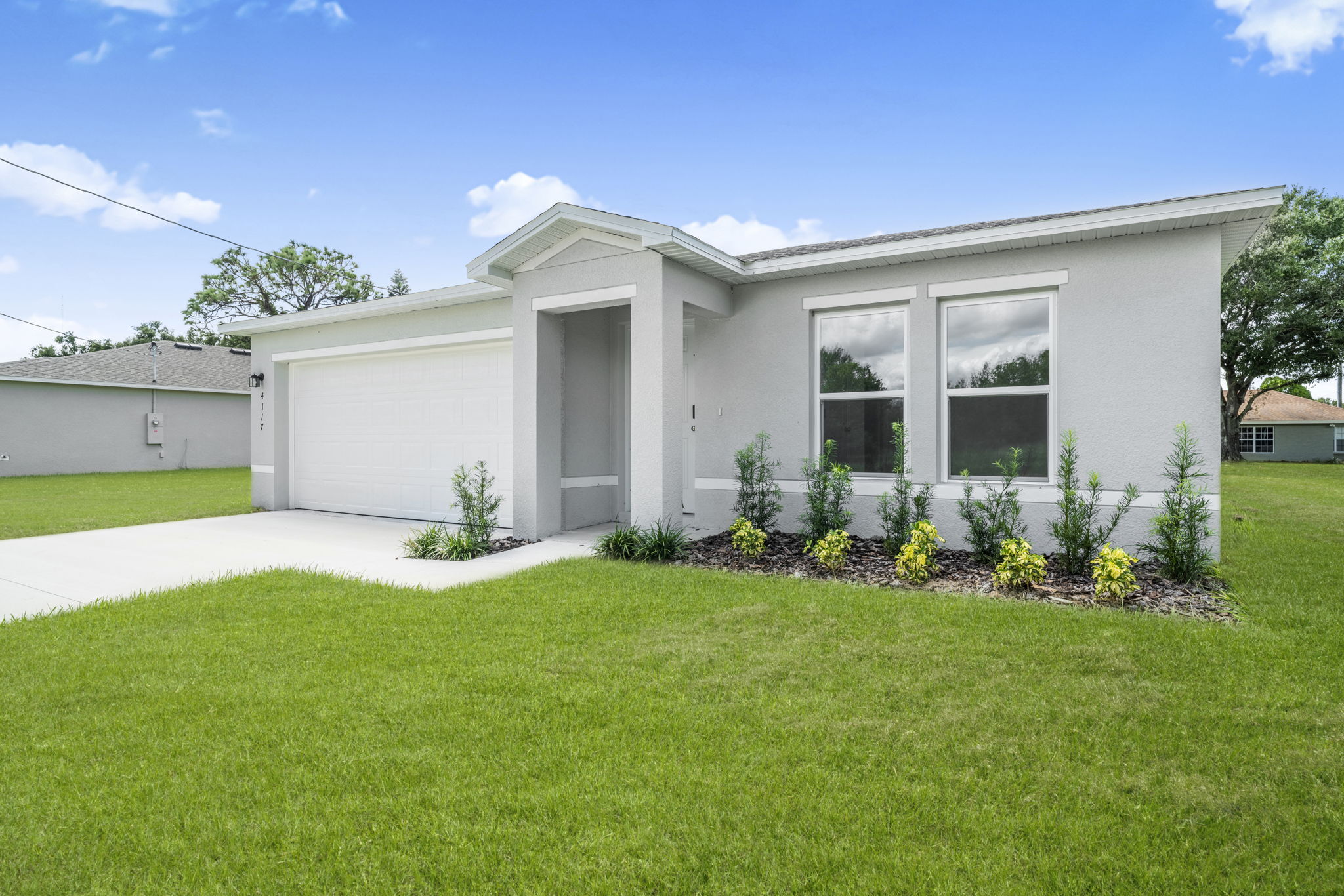 A house with a lawn.