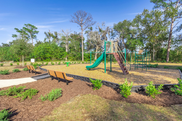 A playground with a slide.